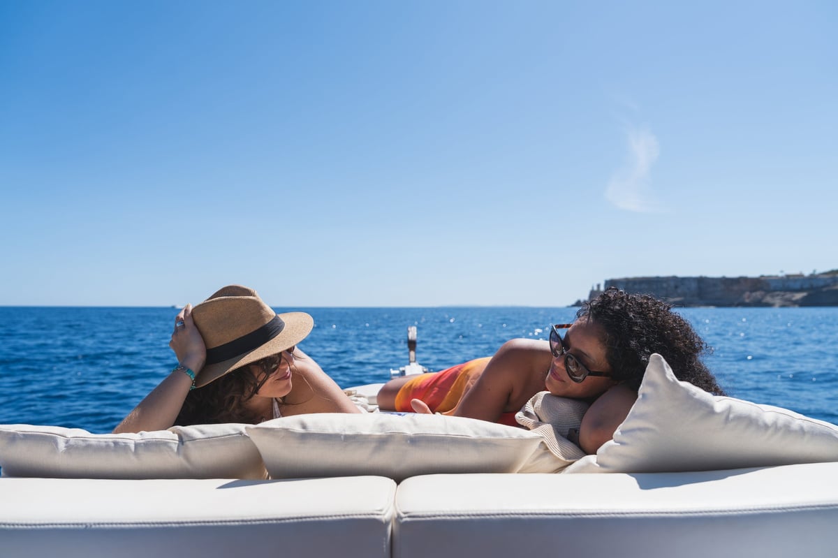 Friends enjoying yacht trip
