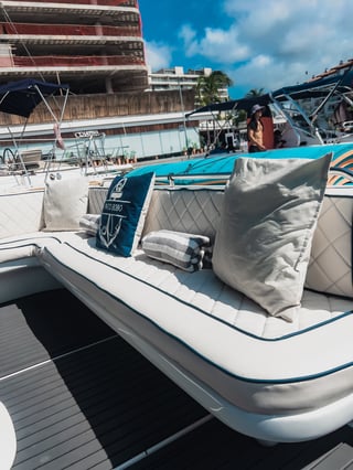 Luxury white boat docked