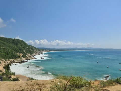 Tropical beach cove with turquoise water