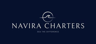 Navira Charters logo with wave icon and tagline Sea The Difference